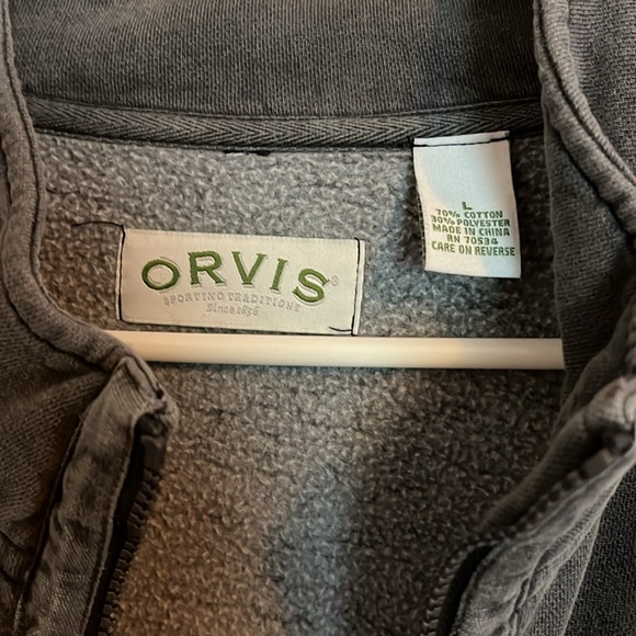 Orvis Men’s Gray Zip Up Fleece Jacket Large - Picture 2 of 7